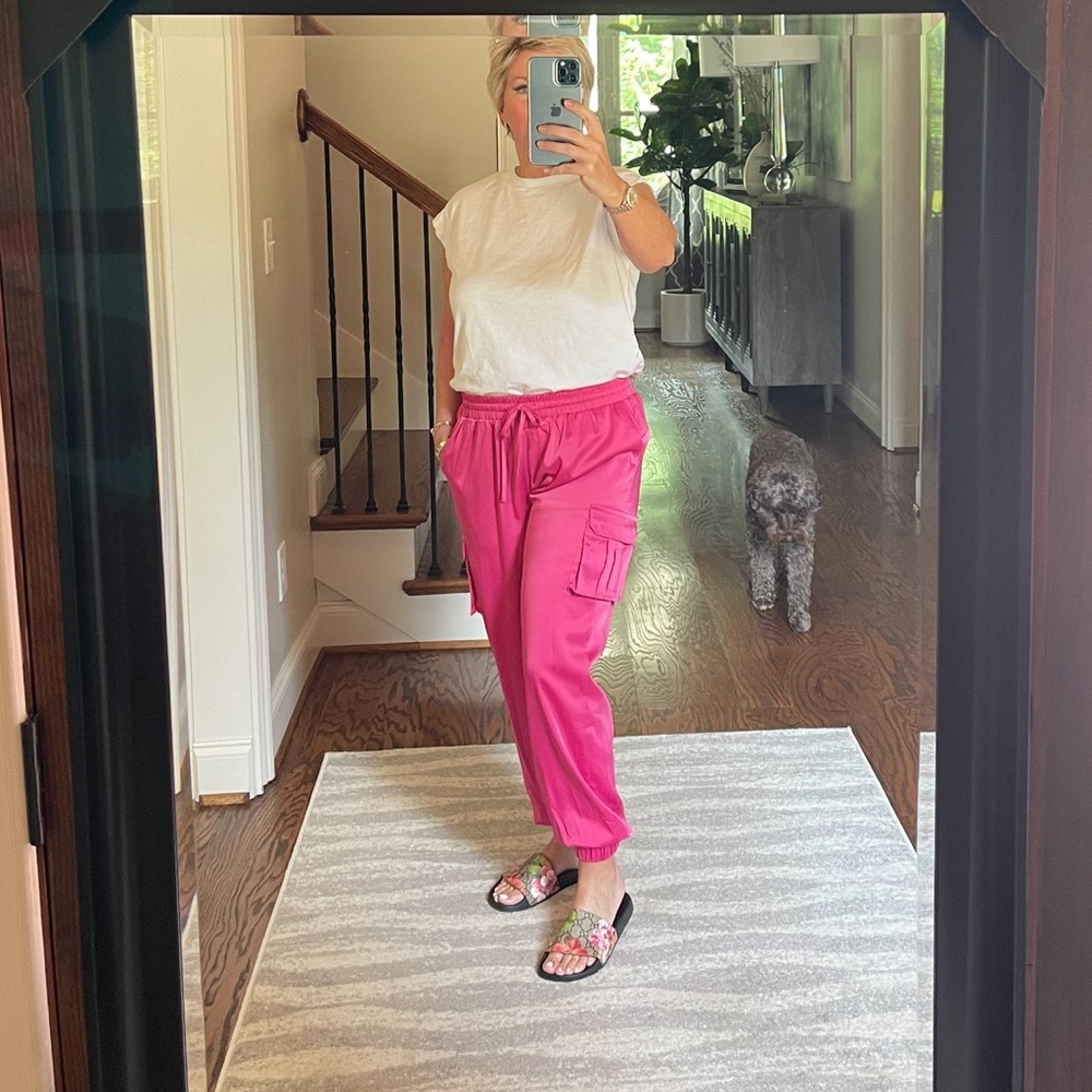 Hot Pink Sateen Joggers